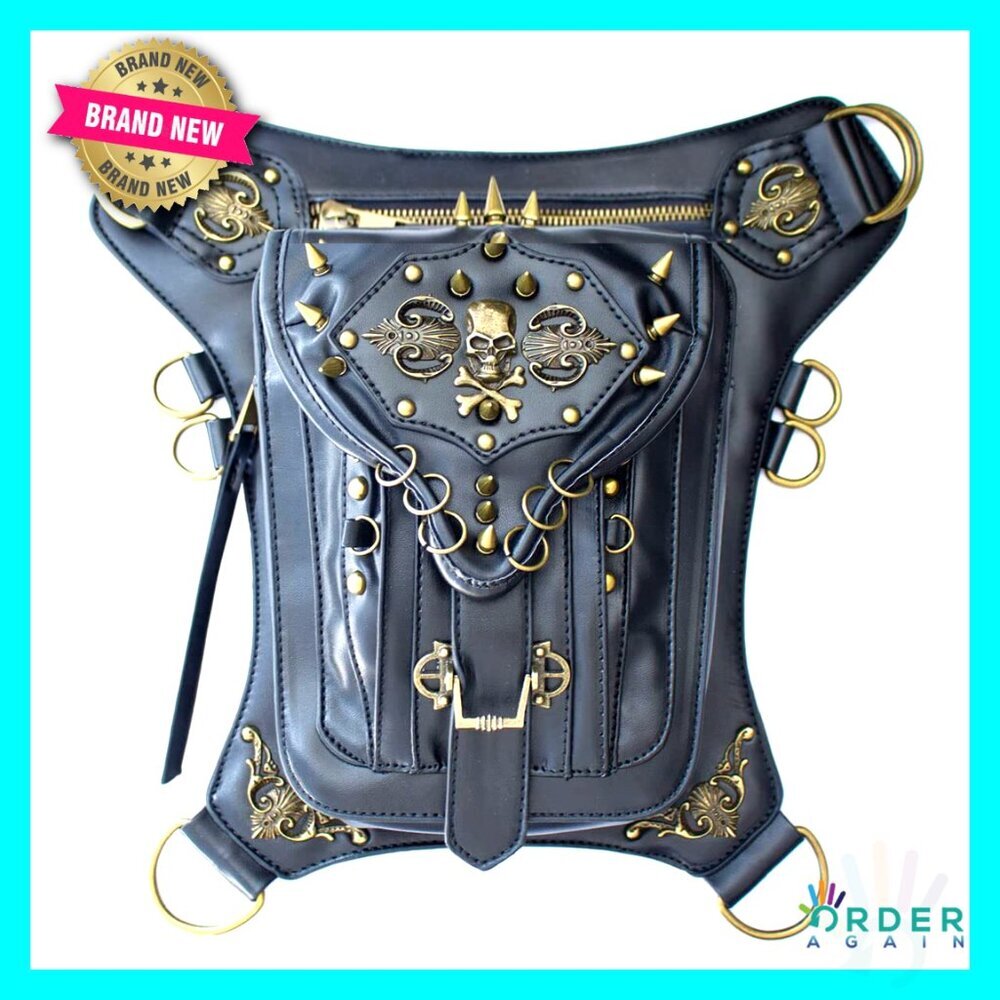 Steampunk Leather Waist Bag Fanny Pack Crossbody Thigh Holster Messenger Purse